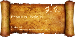 Fronius Iván névjegykártya